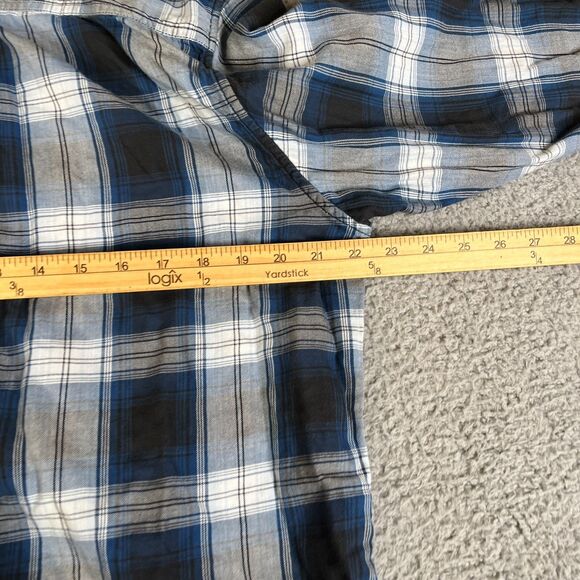 Tommy Bahama Jeans Flannel Shirt Mens Large Blue Plaid Button Long Sleeve Pocket - Picture 13 of 15